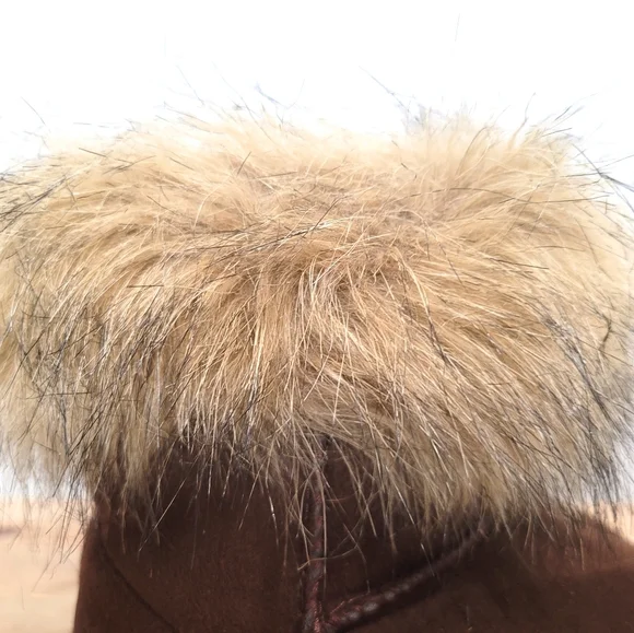 UCG XIN YUAN Brown Faux Fur Lined Boots Women's Pull On Fur Tops Cuffs Size 40 - Picture 6 of 9
